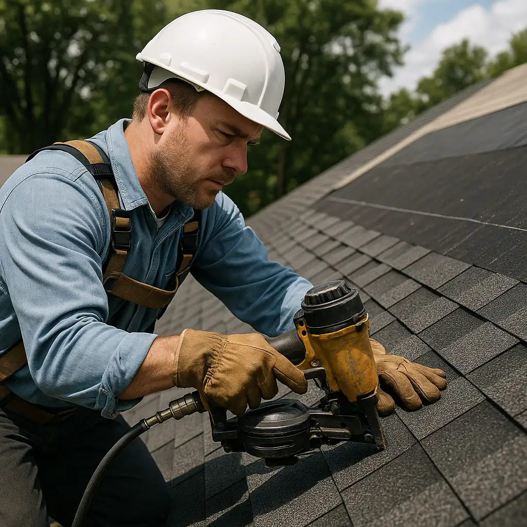 Roofing crew on site